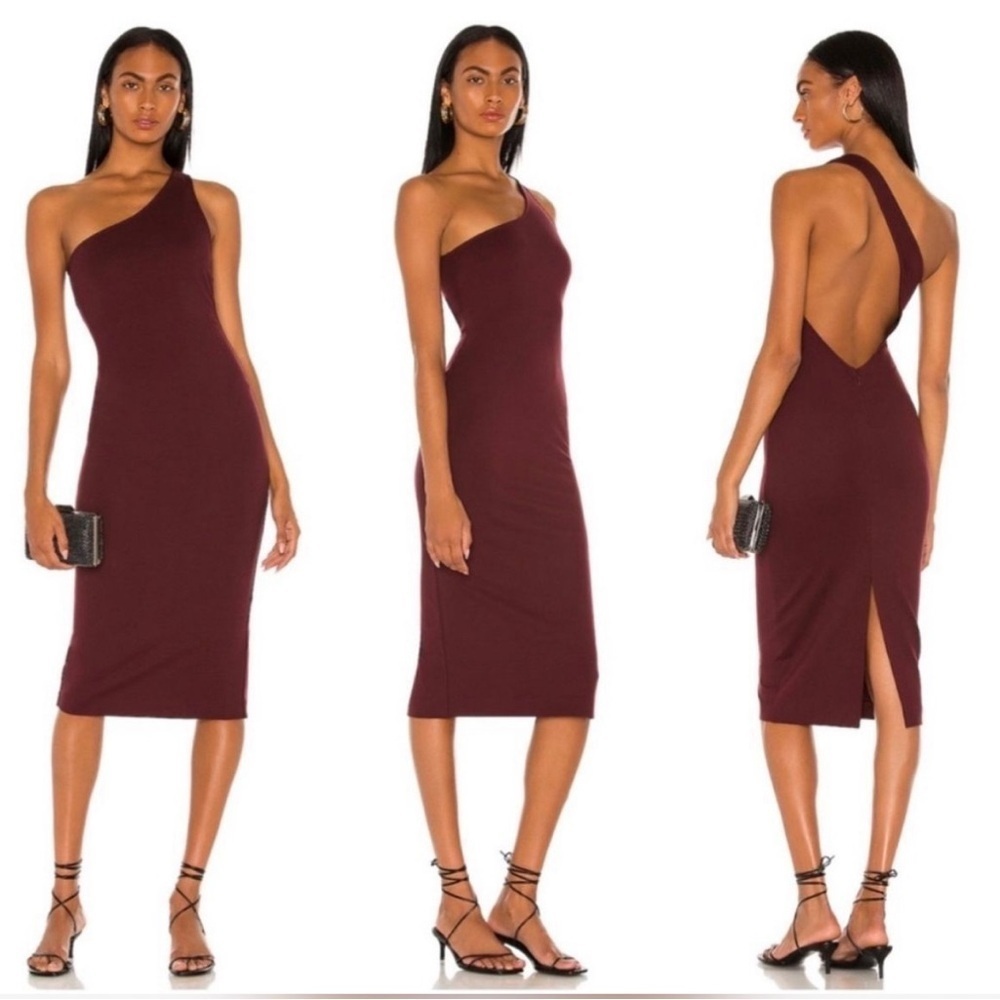 NEW NWT LPA BURGUNDY ASYMMETRICAL MIDI DRESS